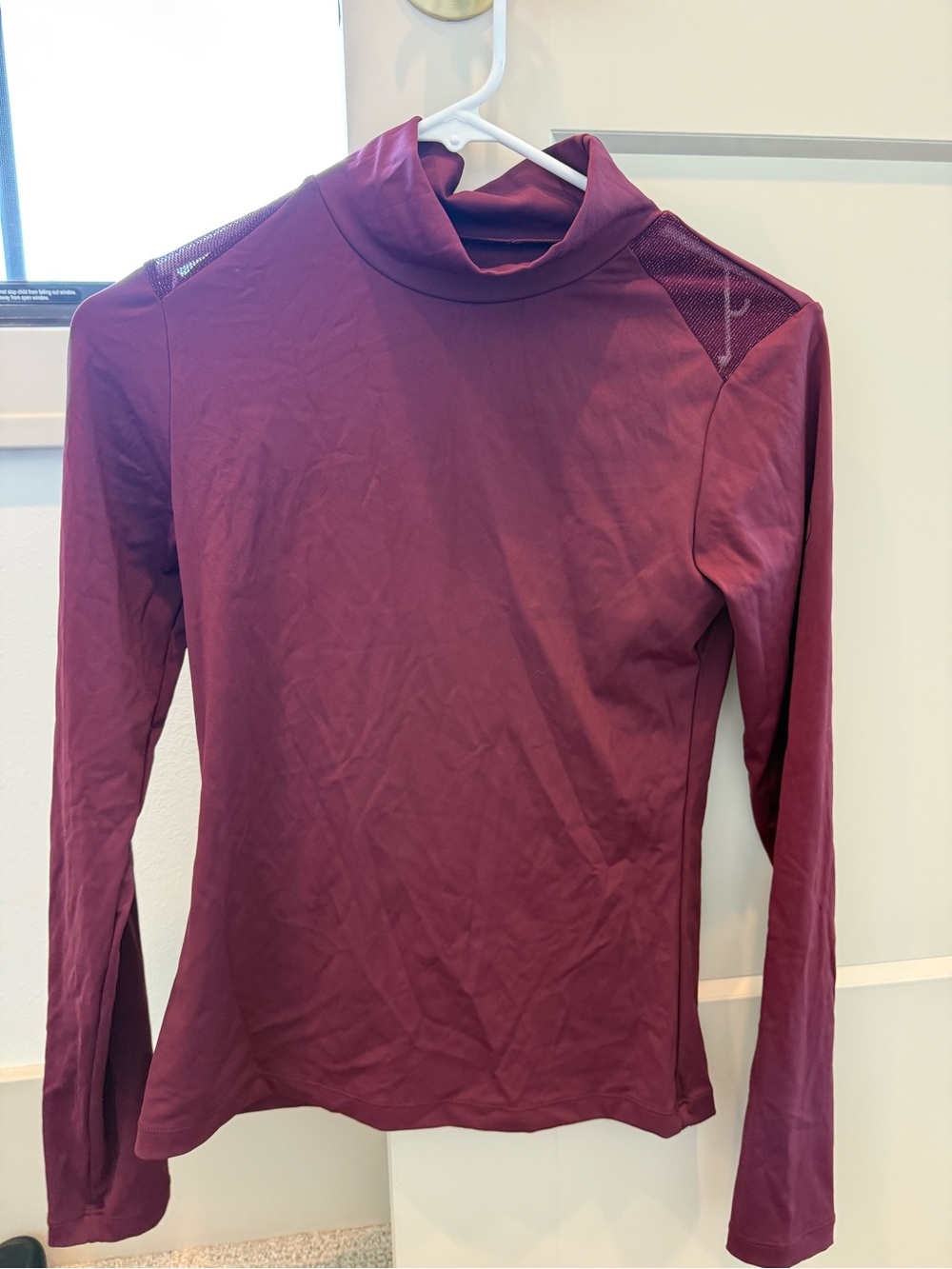 Free Ride Equestrian Long-Sleeve Mock Neck Top - Burgundy